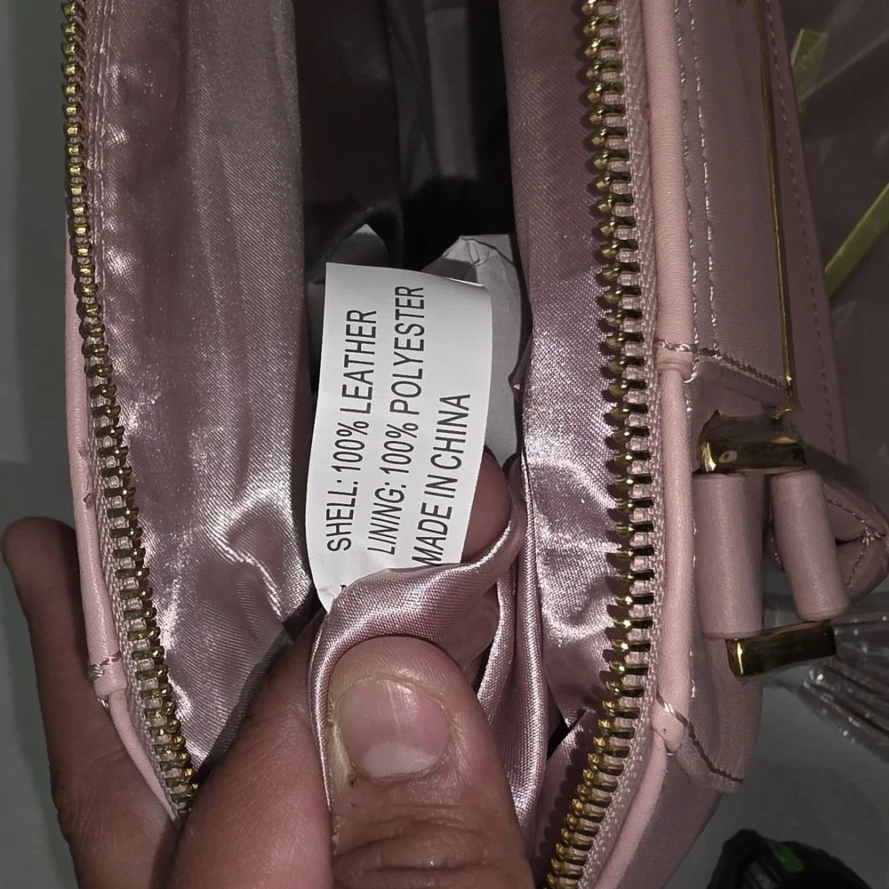 Joy & Iman Leather Satchel + Crossbody Clutch Stone Taupe Pink NWT
